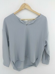 ◇ le.coeur blanc ルクールブラン Vネック 長袖 ブラウス カットソー サイズ38 ブルー レディース P