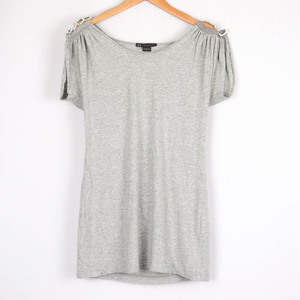 アルマーニエクスチェンジ カットソー チュニック Tシャツ 半袖 肩チェーン トップス レディース Sサイズ グレー ARMANI EXCHANGE