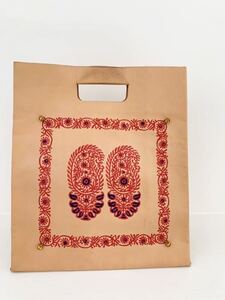 【USED】DOGGYBAG ヌメ革　本革　刺繍　ハンドバッグ　ペイズリー　ショッパー型　ビジュー　ドギーバッグ