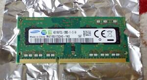 SAMSUNG製 DDR3 PC3L 12800S 204Pin 4G 低電圧対応 1枚。