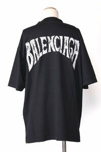 バレンシアガ ハンドドローン Tシャツ ミディアム BKフェード サイズ M ブラック/ホワイト サイズ M BALENCIAGA 764235 TPVU4 1569 新品