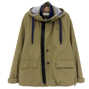 sacai サカイ ナイロンボンディング フーデッド ブルゾン ジャケット メンズ カーキ 2 23-03053M 23SS