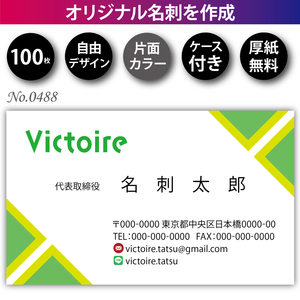 名刺 名刺作成 名刺印刷 100枚 片面 フルカラー 紙ケース付 No.0488