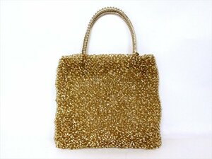 美品☆ANTEPRIMA【アンテプリマ】ワイヤーミニハンドバッグ☆ゴールド×ゴールド金具☆ロゴ☆レディース☆結婚式☆お呼ばれ☆フォーマル