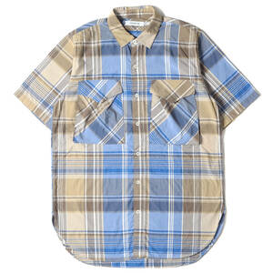 美品 NONNATIVE ノンネイティブ マドラスチェック ロング 半袖 シャツ HUNTER LONG SHIRT S/S R/P MADRAS PLAID 19SS ベージュ ブルー 0