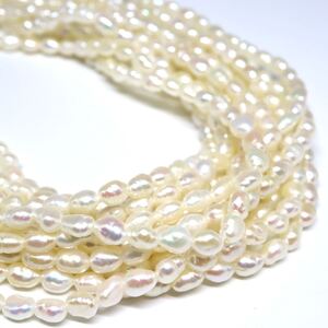 1円〜!!▼本真珠6連ロングネックレス▼F 約68.4g 約60.0cm 約3.3-3.8mm珠 pearl パール jewelry necklace CE5/DA6 S447