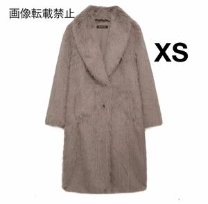 vintage ヴィンテージ レトロ ロング ファーコート アウター XSサイズ レディース★ZARA 好きな方に★2024 A/W 秋冬新作 新品未使用★