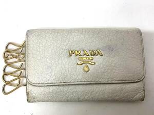 PRADA プラダ キーケース レザー 6連フック ホワイト系 12時間以内に発送