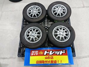 中古冬タイヤ＆アルミホイール4本セット AZ-sports RC10 1235 100 4H +45 & ブリヂストン W300 145/80R12 2019年製 軽トラ 軽バン 山形店