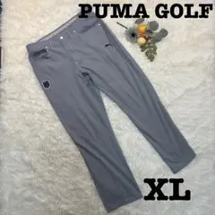 良品❗️【PUMA GOLF】チェック柄パンツ/ブルー/刺繍入/XL