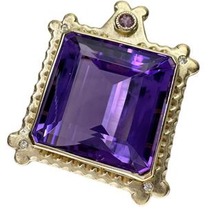 アメジスト 23.32ct ダイヤモンド 計0.03ct トルマリン 0.07ct ペンダントトップ K18ゴールド 13.4g レディース