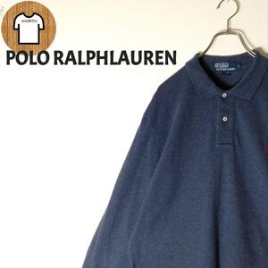 POLO RALPHLAUREN ポロシャツ XL 刺繍ロゴ 鹿の子織 A762 ビッグサイズ 無地