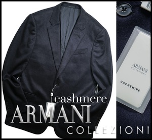 新品26.4万【ARMANI collezioni】アルマーニ コレッツォーニ/G LINE/伊製/余裕と貫禄の佇まい/極上光沢2Bカシミヤジャケット52/XL相当/F