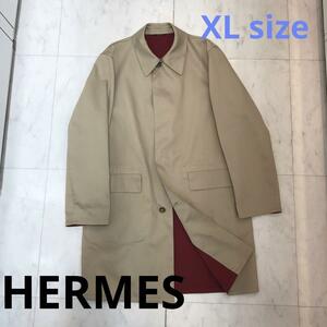 ☆美品☆HERMES　トレンチコート　ステンカラーコート　ベージュ　メンズ　XL