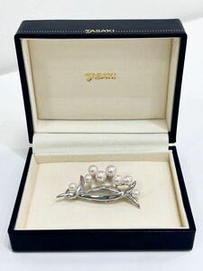 TASAKI タサキ 田崎真珠 パール SILVER シルバー S刻印 ブローチ アクセサリー ケース付