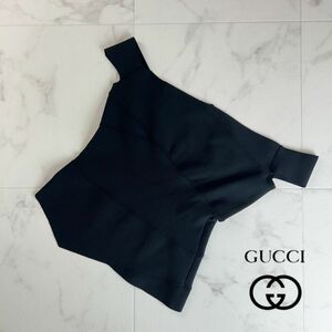 美品 GUCCI グッチ イタリア製 オフショルダー デザイントップス レディース 黒 ブラック サイズXS*PC190