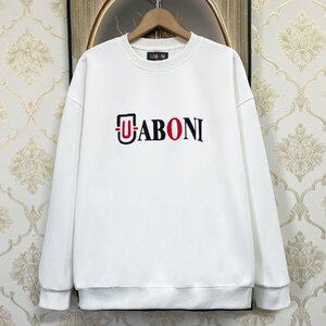 上級EU製＆定価4万◆UABONI*Paris*トレーナー*ユアボニ*パリ発◆エジプト綿 ソフト 通気 快適 スウェット ロゴ おしゃれ 男女兼用 M/46