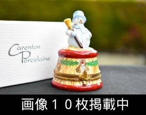 リモージュ ボックス carenton porcelaine スノーマン クリスマス ピルケース フランス 正規 極美品 ヴィンテージ