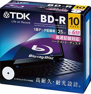 TDK データ用ブルーレイディスク BD-R 25GB 1-6倍速 ホワイトワイドプリンタブル 10枚パック 5mmスリムケース BRD　(shin