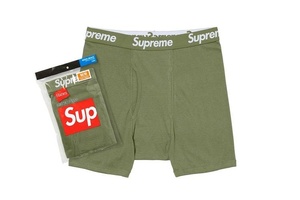 未使用 Supreme x Hanes Boxer Briefs (2Pack) Mサイズ オリーブ　シュプリーム　ヘインズ　ボクサーブリーフ　2枚