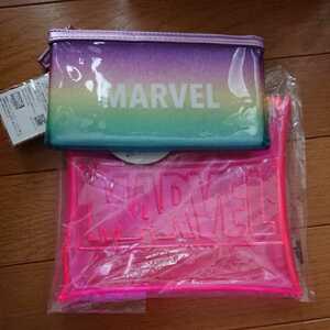 MARVEL ビニールポーチ ペンポーチ セット マーベル / ペンケース マルチケース パステルカラー