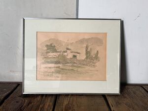 本物保証 島一行 アルチゴンパの横の民家 絵画