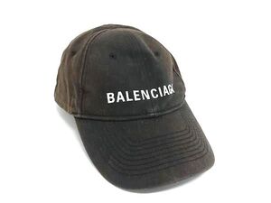 1円 BALENCIAGA バレンシアガ コットン100% ベースボールキャップ 帽子 表記サイズL(58cm) メンズ レディース ブラック系 FF5235