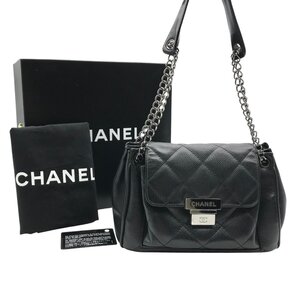 1円 良品 CHANEL シャネル ココマーク マトラッセ キャビアスキン SV金具 ショルダー バッグ ブラック レディース a6530