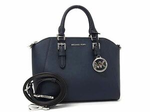 1円 ■美品■ MICHAEL KORS マイケルコース レザー 2WAY クロスボディ ハンドバッグ ショルダー 斜め掛け レディース ネイビー系 AY7367