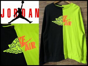 送無 G② 激レア NIKE ナイキ JORDAN BRAND AIR JORDAN エアジョーダン CD7492-013 ドッキング クルーネック スウェット シャツ 黒 ライム