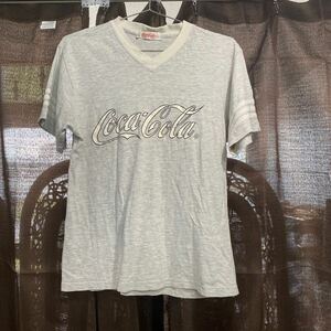 Ｙ272 CocaCola コカコーラ 半袖 Tシャツ 80s 70s グレー ロゴ 