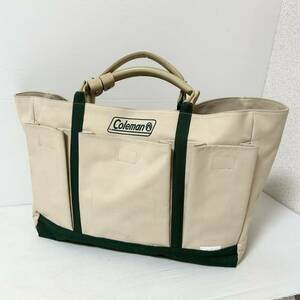 コラボ　Coleman× Express コールマン エクスプレス　トートバッグ キャンピングバッグ　キャンバス　アイボリー　グリーン　＊DR