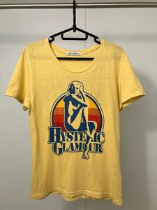 ヒステリックグラマー ガールプリント半袖Tシャツ 黄 希少 レディースフリーサイズ