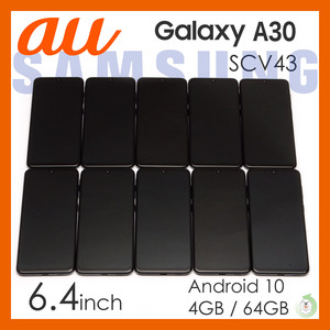 【10台】綺麗★au Galaxy A30 SCV43 ブラック 本体 まとめ 白ロム 判定〇 スマホ Android 10 動作品 サムスン