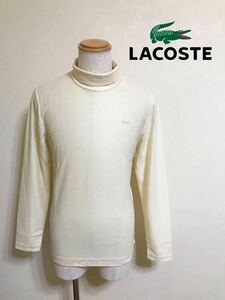 【美品】 LACOSTE SLIM FIT ラコステ スリムフィット ウール タートル シャツ トップス USサイズM 長袖 クリーム 日本製 TH611E 毛100%