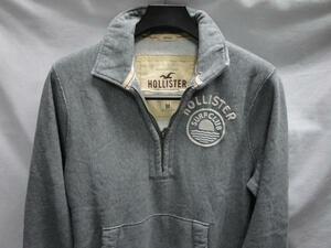 トラックシャツ　ジップアップポロ　裏起毛ダメージスウェット　Ｍ　グレィ　ＨＯＬＬＩＳＴＥＲ★ＯＵＴＬＥＴ未使用格安！