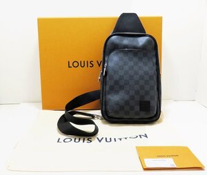 【質】★極美品★ルイヴィトン/ LOUIS VUITTON ダミエ・グラフィット アヴェニュー スリングバッグ ボディバッグ N45302 ブラック グレー★