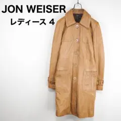 A1025*JON WEISER*ラムレザーコート*M相当*茶系