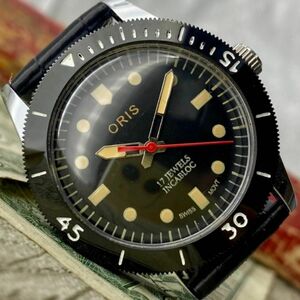 #1963【動作良好】★送料無料★ ORIS オリス 腕時計 ブラック 手巻き ヴィンテージ アンティーク