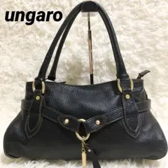 ✨美品✨ungaro レザー トートバッグ　チェーン 黒　ゴールド金具