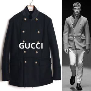 GUCCI 国内正規品 13AW ウールメルトン ナポレオンジャケット 48 フリーダ期 テーラードジャケット ブレザー Pコート チェスターコート