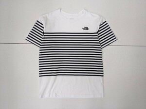 11．ノースフェイス セオアルファボーダーTシャツ 半袖Tシャツ CEO alpha BORDER TEE NT31514 メンズL 白黒 アウトドア x401