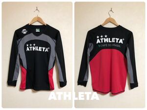 【良品】 ATHLETA アスレタ トレーニングウェア プラクティスシャツ サイズS 長袖 黒 グレー 赤