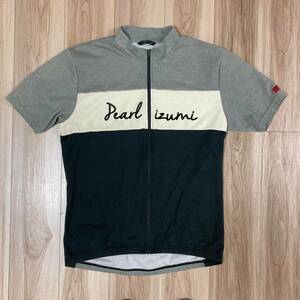 送料無料★美品 パールイズミ XL メンズ 半袖サイクルジャージ おしゃれデザイン PEARL IZUMI 多生地 速乾 4ポケット 良質品 n126 グレー系