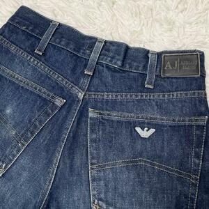 ARMANI JEANS デニムパンツ ストレッチ イーグルロゴ ロゴボタン 革パッチ 29 L位 ネイビー ジーンズ ジーパン アルマーニジーンズ メンズ