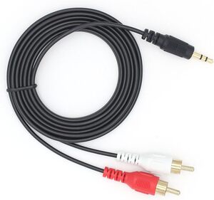 3.5 TO 2RCA 1.5m ステレオオーディオ3.5mm 2RCAケーブル、3.5mm〜2RCAオスプラグ〜オスAUXケーブ