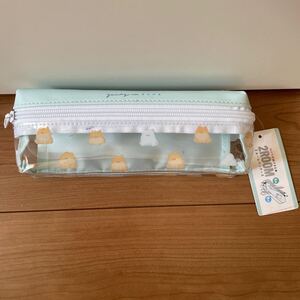 新品　ペンケース　ソフト　筆箱　犬　プレゼント　ミントブルー　ポメラニアン　送料無料　即決　匿名配送