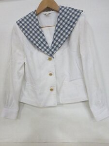 私立就実中学校 岡山県 長袖ブラウス 長袖セーラー服 サイズ不明 肩幅約39cm 合服 ギンガムチェックカラー HANAE MORI 森英恵/中古品 V23.0