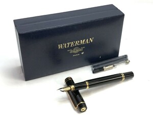 1000円スタート 万年筆 WATERMAN ウォーターマン ルマン100 ブラック ペン先 IDEAL 18K 750 M ネーム入り 箱付き 筆記用具 文房具 10 D3007