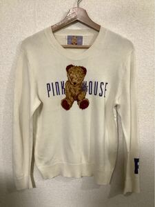 PINKHOUSE ピンクハウス　コットンニット　ロゴ刺繍　ホワイト　レトロ　ユニセックス　古着　昭和　